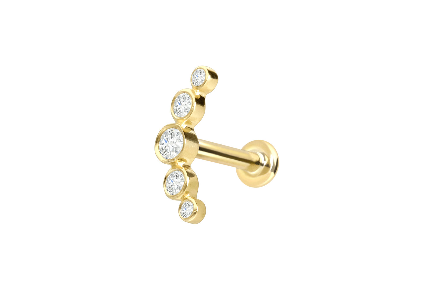 18 Karat Gold Labret Piercing mit Innengewinde DIAMANT-BOGEN